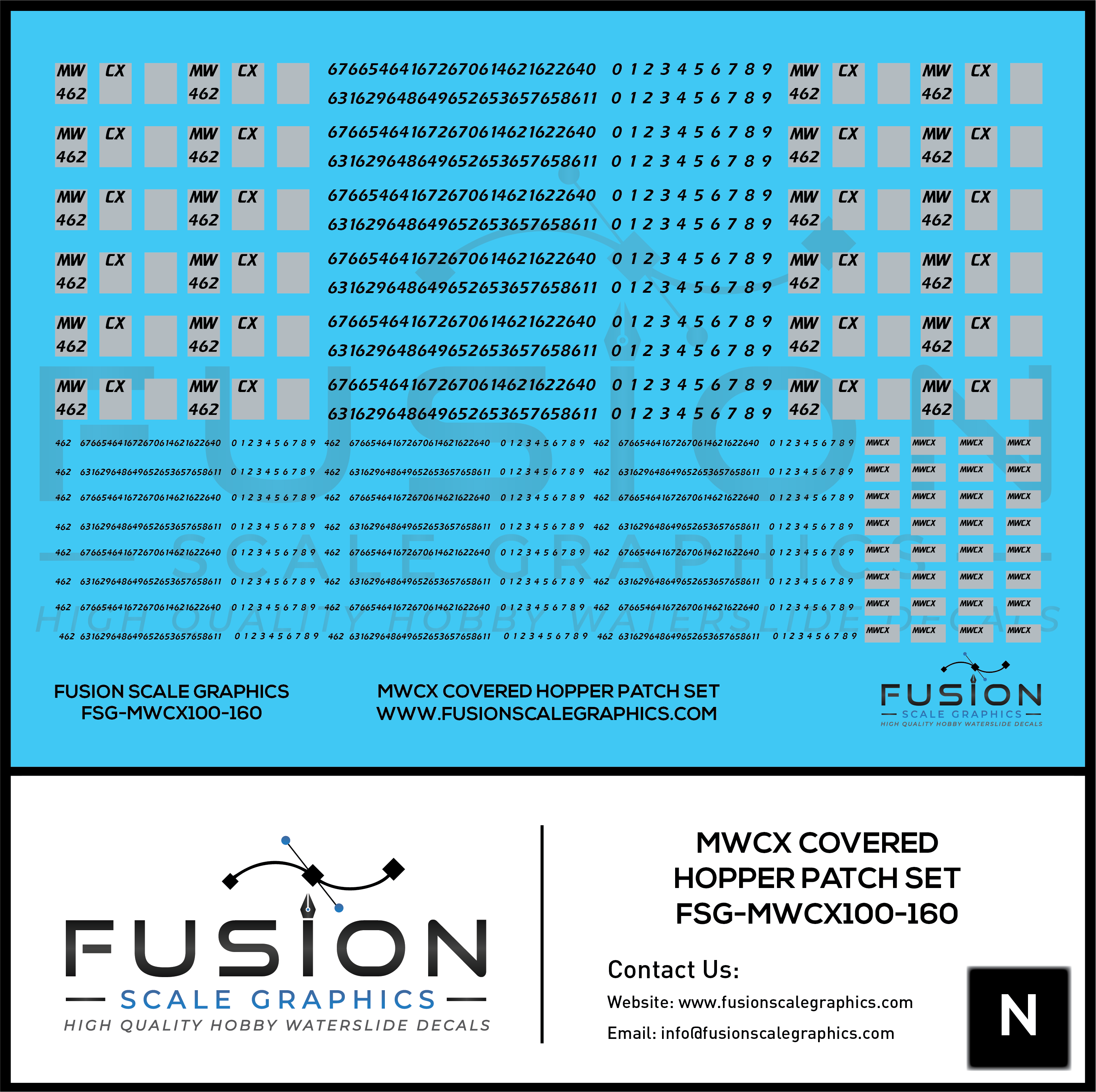 N Scale MWCX Covered Hopper Patching Decal Set – A&S Trains