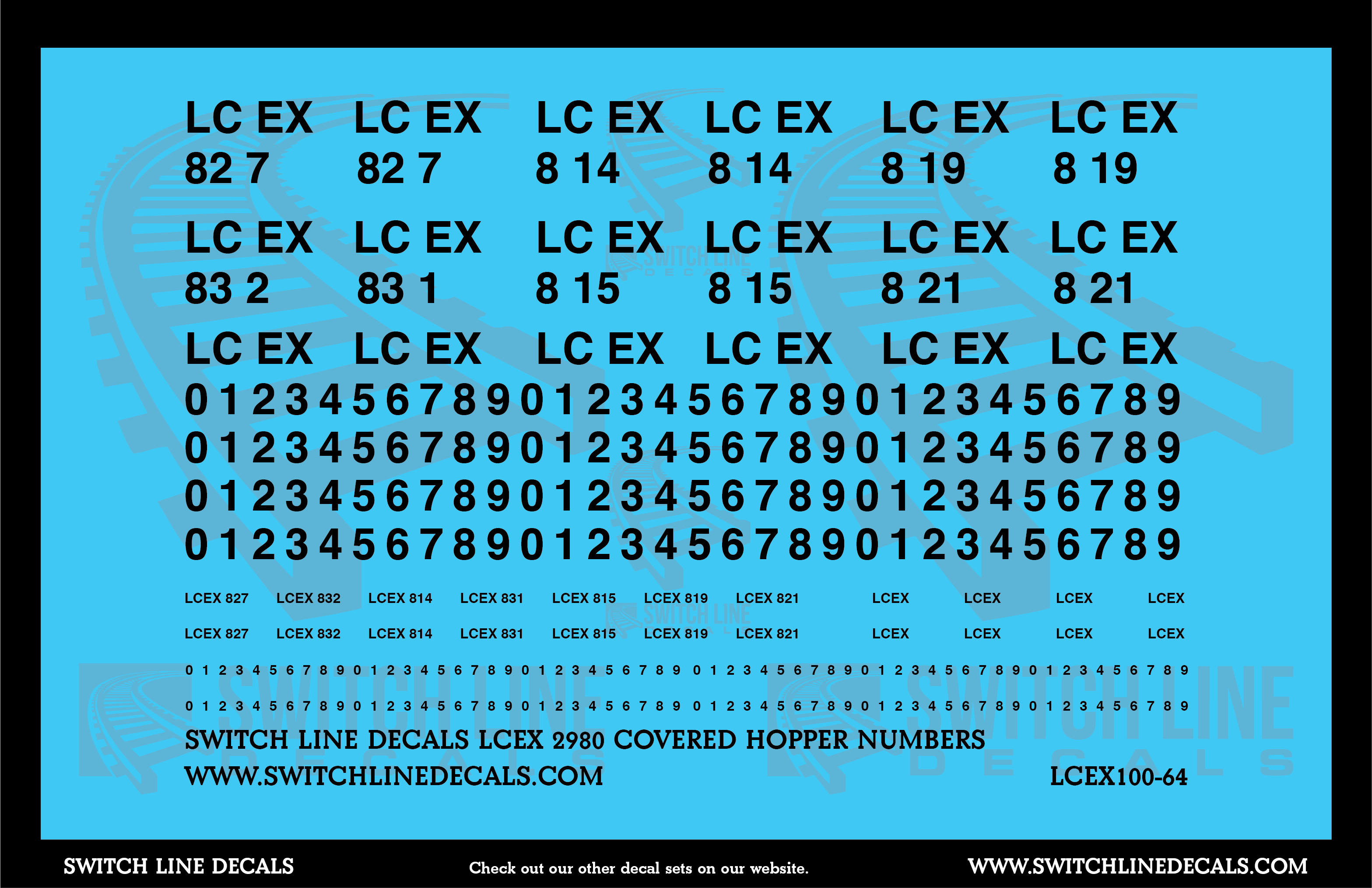 S Scale LCEX 2980 Covered Hopper Numbers Decal Set – A&S Trains