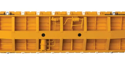 Walthers Mainline H.O. Scale 60' Pullman-Standard Flatcar - Ready to Run -- Trailer-Train OTTX #90112 (Farm machinery; yellow, black, white)