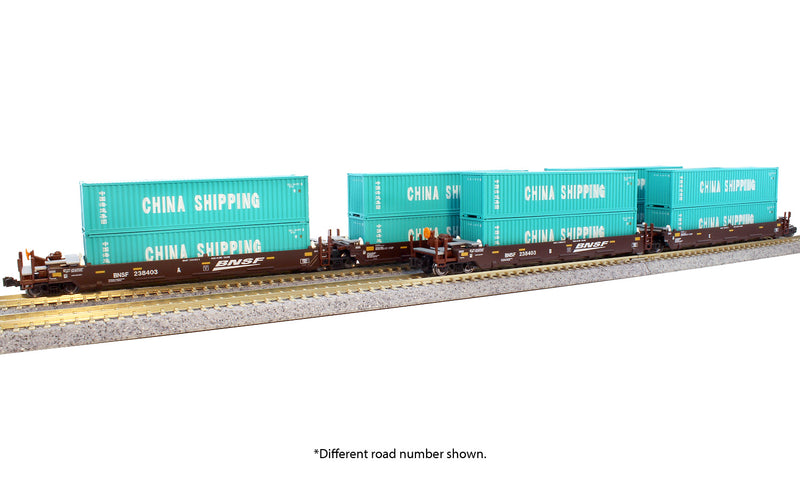 Kato N Gunderson MAXI-I Double Stack Car BNSF "Swoosh" W/China Shipping Container 106-6211