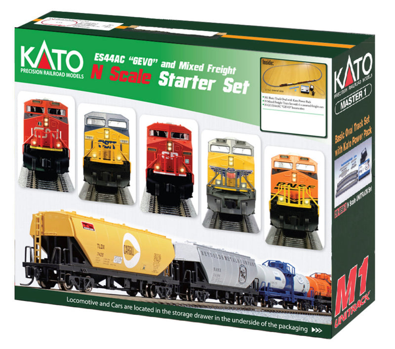 KATO N Scale Canadian National GE ES44AC "Gevo" And Mixed Freight Starter Set 106-0200