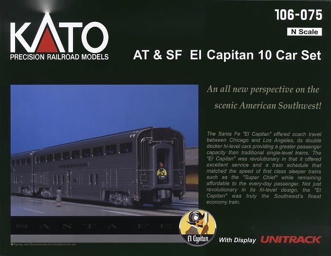 Kato USA N-Scale 106-075 - El-Capitan 10-Car Set - Santa Fe