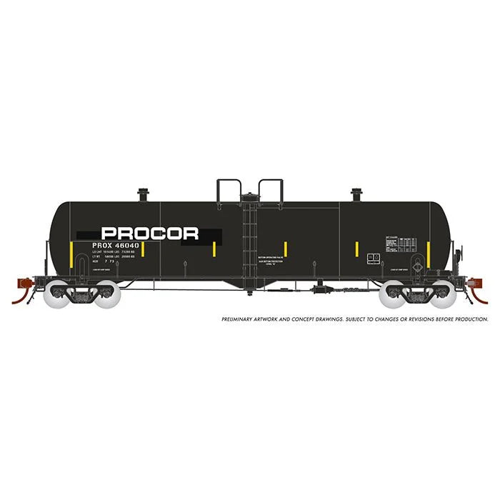 Rapido  H.O. Scale 135006-2 Procor 20K gal Tank Car: PROX Modern w/Large Logo - Single Car Road 