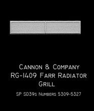 Cannon & Company H.O. Scale RG-1409 Radiator Screens & Grilles RG-1409 Farr Grilles SP SD39s (2)