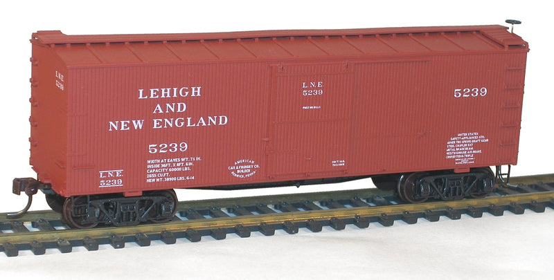Acccurail H.O. Model 1707 Lehigh & New England 36’ DBL. Sheath Boxcar