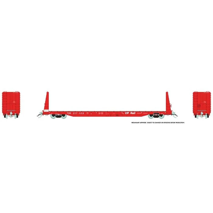Rapido Trains Inc. H.O. Scale 147001A CP Rail-Action Red MIL Bulkhead Flatcar 317082