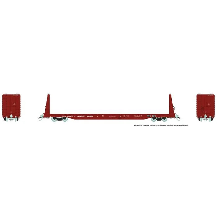 Rapido Trains Inc. H.O. Scale 147004A CNIS-Mineral Brown MIL Bulkhead Flatcar 621012