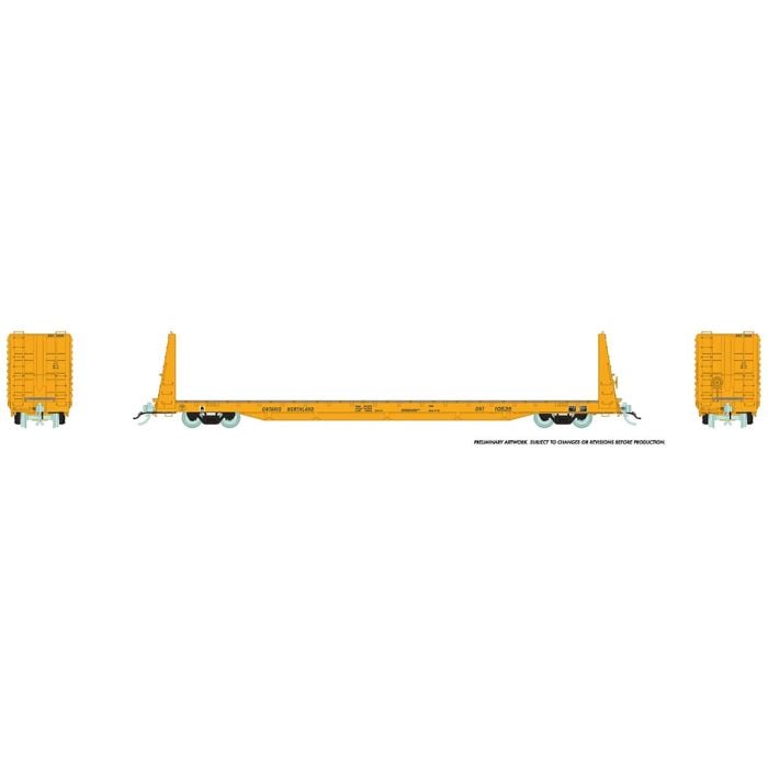 Rapido H.O. Scale 147007A MIL Bulkhead Flatcar ONR - Yellow 10539