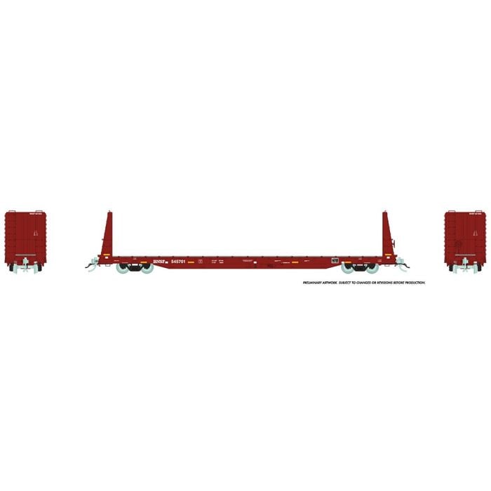 Rapido H.O. Scale 147008A MIL Bulkhead Flatcar BSNF - Mineral Brown 545702