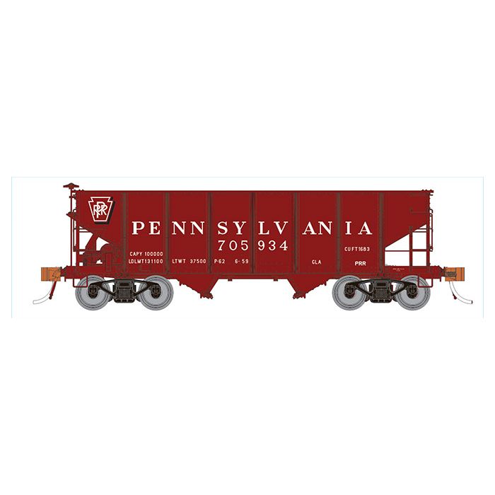 Rapido H.O. Scale 148003-5 GLa 2-Bay Hopper: PRR Shadow Keystone - Single Car Road 