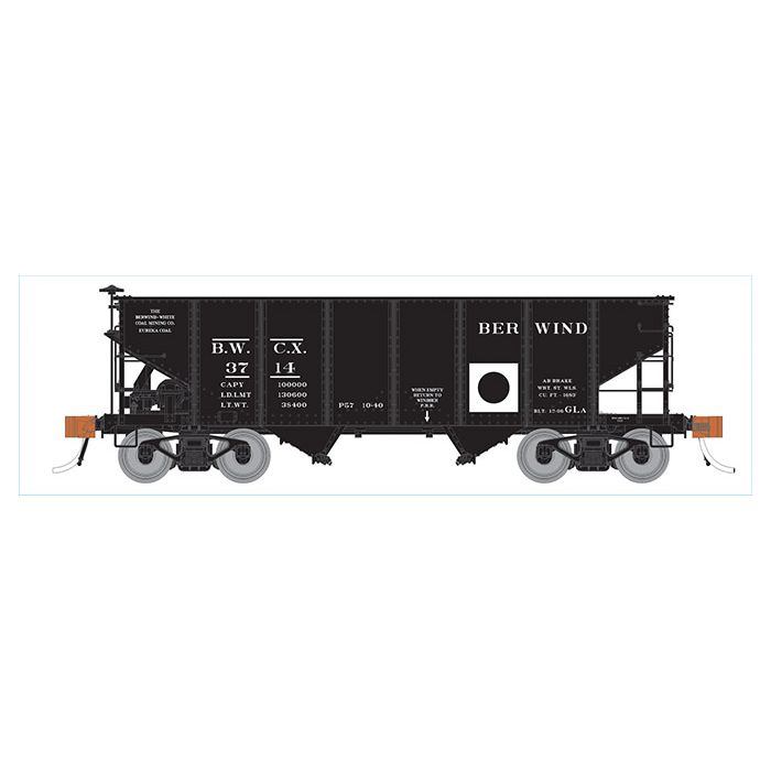 Rapido H.O. Scale 148004-3 GLa 2-Bay Hopper: Berwind (BWCX) - Single Car Road 