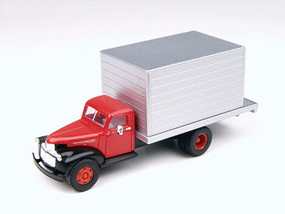 Mini Metals H.O. Scale 30319 1941-1946 Chevrolet Box Delivery Truck - Assembled - Mini Metals(R) -- Painted, Unlettered (Swift Red Cab, silver Body)