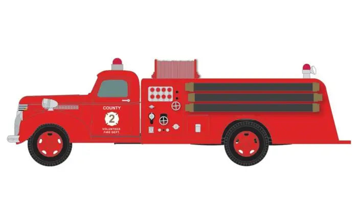 Mini Metals H.O. Scale 30599 1941-1946 Chevrolet Fire Truck - Assembled -- County Volunteer Fire Department 