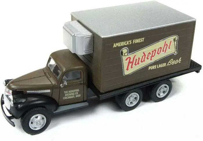 Mini Metals H.O. Scale 30506 1941-1946 Chevrolet Reefer Delivery Truck - Assembled - Mini Metals(R) -- Hudepohl Beer (brown, silver, black)