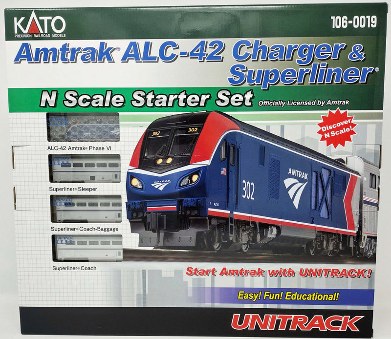 KATO N Scale Amtrak ALC-42 Charger, Superliner Starter Set 106-0019