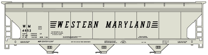 Accurail H.O. Scale 2113 Western Maryland 3-Bay ACF Hopper