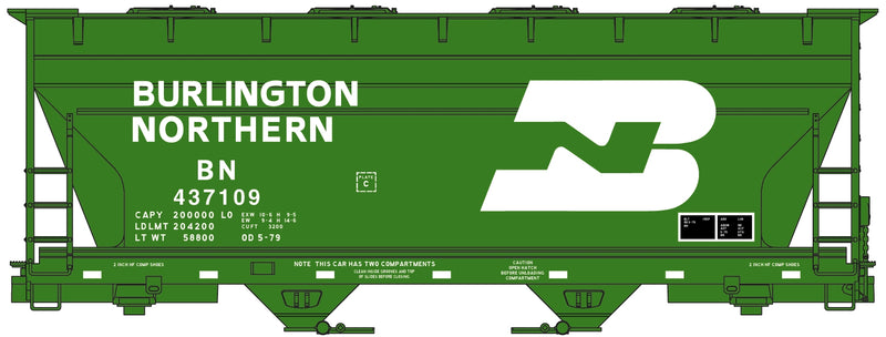 Accurail H.O. Scale 2205 Burlington Northern Built 2-Bay ACF Covered Hopper NA/&