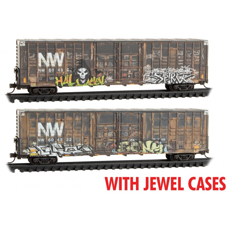 Micro-Trains N-Scale 983 05 058  Boxcar, 60 Foot, Berwick, Hi-Cube Waffle - Norfolk Southern - 2-Pack