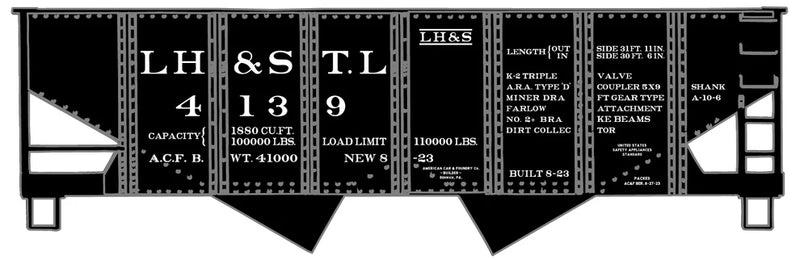 Accurail H.O. Scale 2437 LH&StL (L&N) Louisville Henderson & St. Louis 55-Ton USRA Twin Hopper
