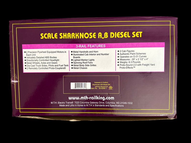 MTH O-Scale Scale Sharknose A.B Diesel Set (20-2292-1)