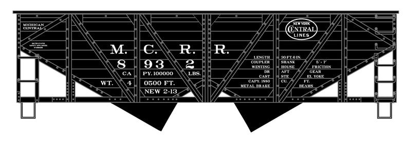Accurail H.O. Scale 2723 Michigan Central (NYC) 55-Ton Wood-Side Twin Hopper