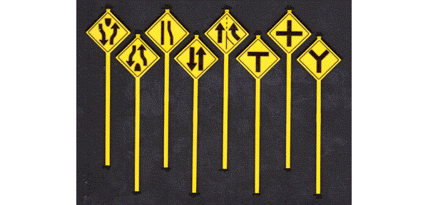 Tichy S Scale #3550 ROAD PATH WARNING SIGNS 3 - 3550 – A&S Trains