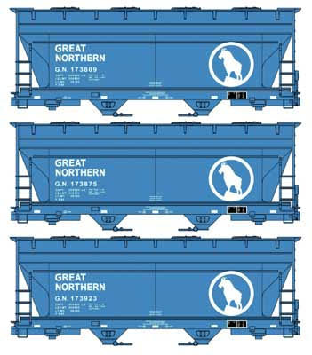 Accurail H.O. Scale 8162 Great Nothern 2-bay ACF Covered Hopper 173809 3/PK