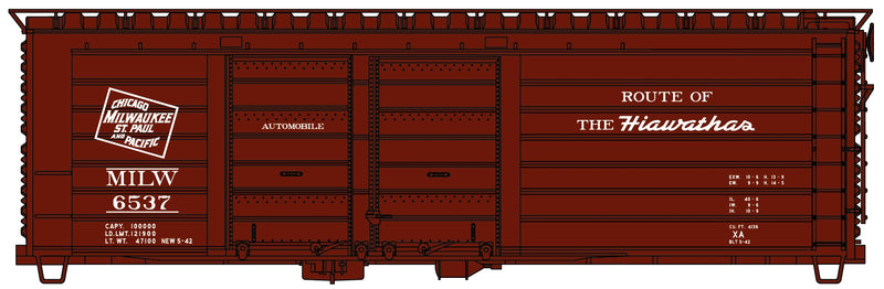 Accurail HO Model 3981 Milwaukee Road CMStP&P “Route of the Hiawthas” 40’ Double Door Rib-Side Box Car
