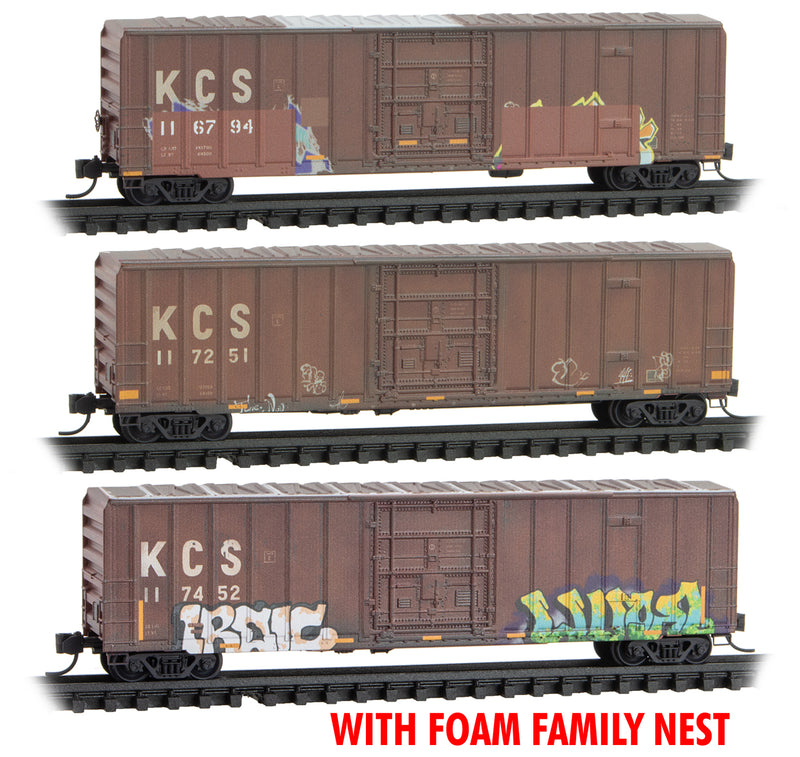 Micro-trains N Scale Kansas City Southern weathered three pack 933 05 018