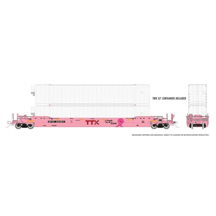 Rapido Trains Inc. H.O. Scale 401054 TTX-On Track For A Cure Gunderson Husky-Stack 654811