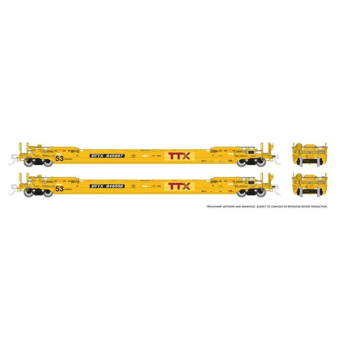 Rapido Trains Inc. 401064 Gunderson Husky-Stack TTX-Patched Logo 3 Pack