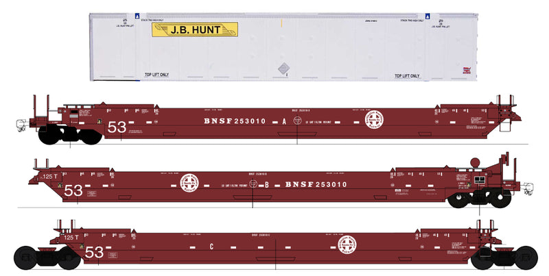 Intermountian H.O. Scale Gunderson Maxi IV Late Well Cars & 53&