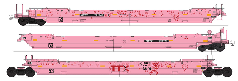 Intermountian H.O. Scale Gunderson Maxi IV Late Well Cars Trailer Train On Track for a Cure 732301      47371-1