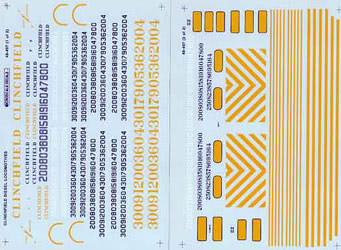 Microscale Decals O Scale 48-497 Clinchfield Diesel Locomotives (1948-1977); 2 Sheets