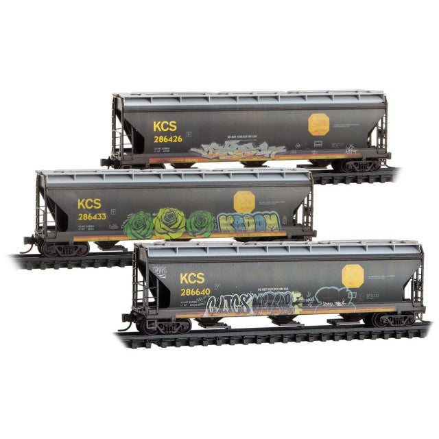 Micro-Trains N Scale 983 05 097 KCS Weathered 3 pack 3-Bay Covered Hoppers