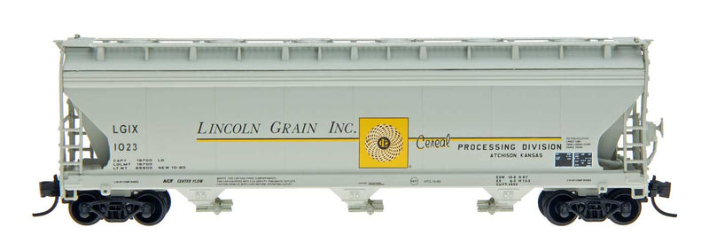 Intermountain N Scale ACF 4650 Cubic Ft. 3-Bay Hopper Lincoln Grain 1067   67090-08