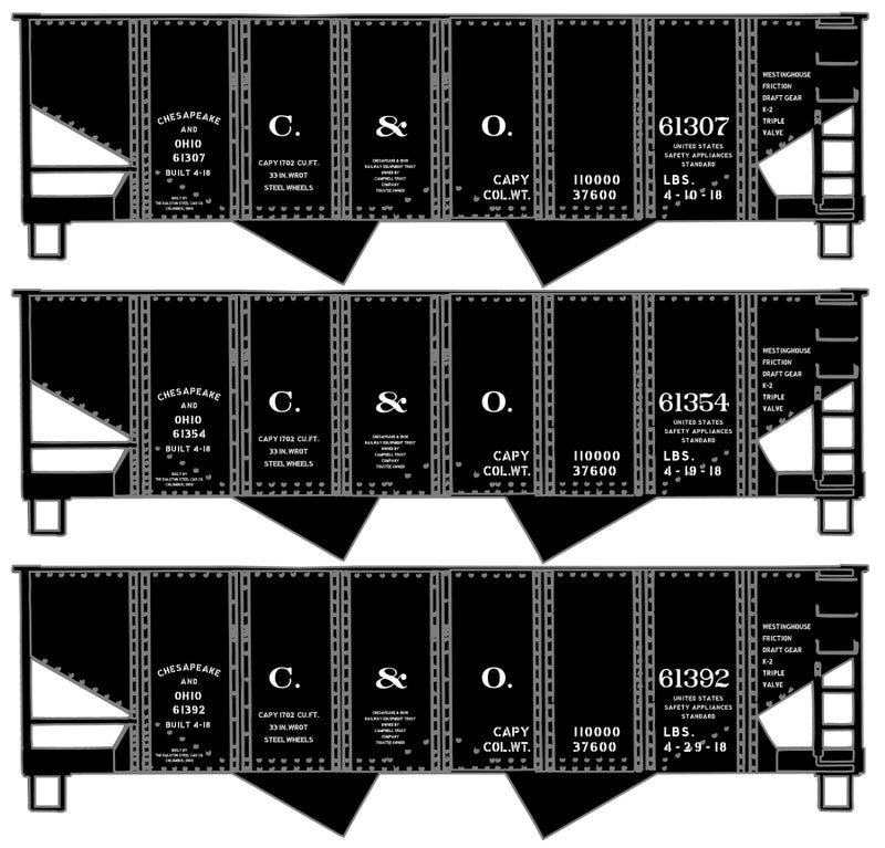 Accurail H.O. Scale 8129 Chesapeake & Ohio USRA Twin Hopper 3-Car Set