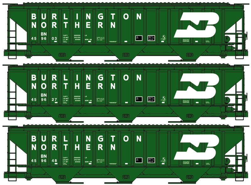 Accurail H.O. Scale Burlington Northern Pullman Standard Covered Hopper 3-Car Set