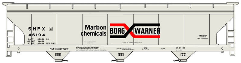 Accurail HO Scale 81372A Borg Warner 3-Bay ACF Covered Hopper