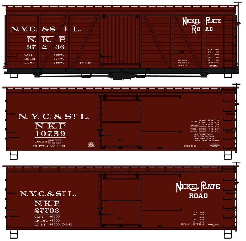 Accurail H.O. Scale 8140 Nickel Plate 3-Car Set