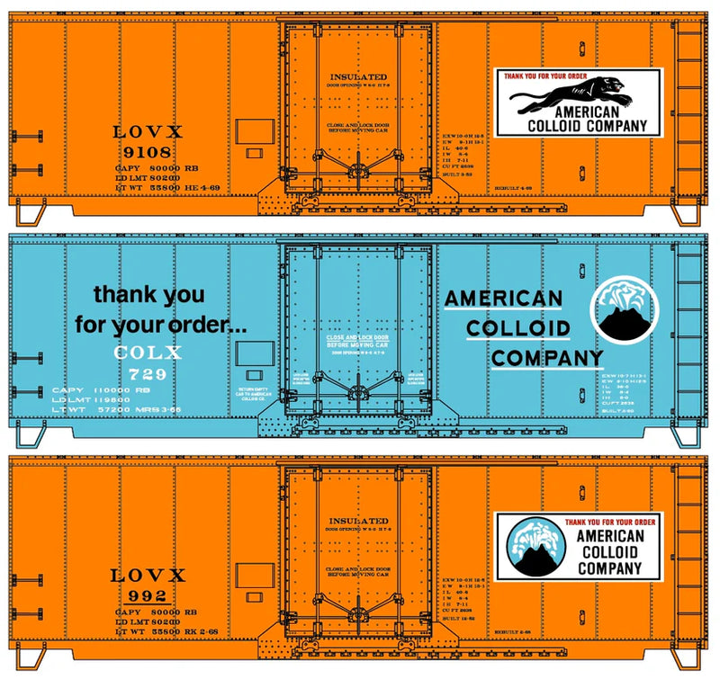 Accurail H.O. Scale 8141 American Colloid Company 3-Car Set