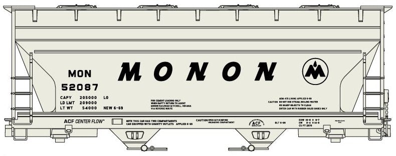 Accurail H.O. Scale 8151-1 Monon 2-Bay ACF Covered Hopper