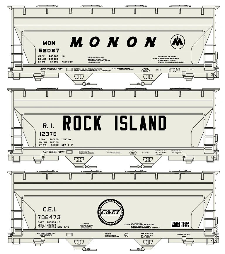 Accurail H.O. Scale 8151 2-Bay ACF Hopper 3-Car Set