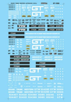Microscale HO Scale 87-1059 Decals Grand Trunk Western Enclosed Autoracks (1973+)