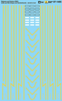 Microscale Decals HO Scale 87-1455 Delaware and Hudson (D&H) U23B and Rs3 Stripes and Numberboards