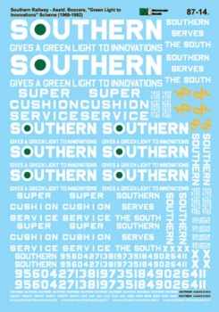 MicroScale Decal 1/87 Scale 87-14 Souther Freight Cars "Green Light" White Lettering, DF.
