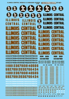 Microscale Decals HO Scale 87-27 Illinois Central Diesels (1968-1972)