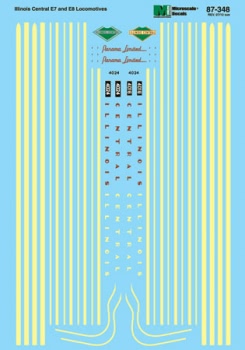Microscale Decals HO Scale 87-348 Illinois Central E7 and E8 Diesels (1946-1972)
