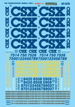 Microscale Decals HO Scale 87-575 CSX Diesel Locomotives (1990) Grey and Yellow Schemes