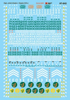 Microscale Decals HO Scale 87-642 Elgin Joliet &Eastern Diesels (1970-1991)